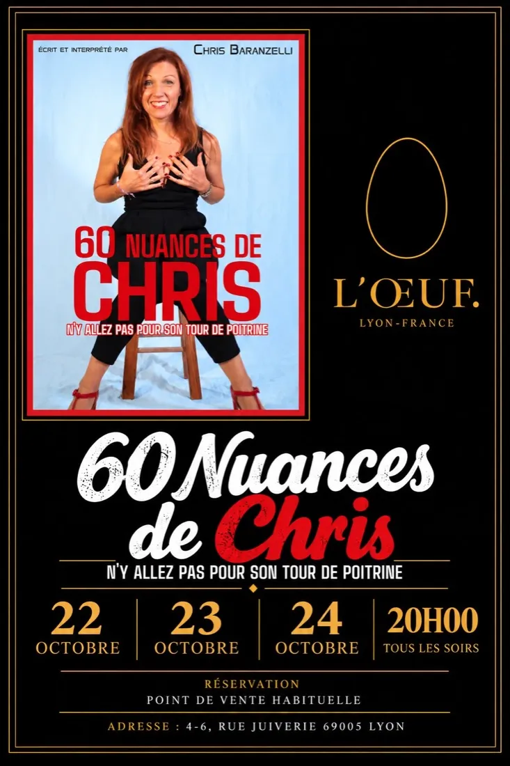 Visuel de « Chris Baranzelli — 60 Nuances de Chris », publié par loeuftheatre.fr